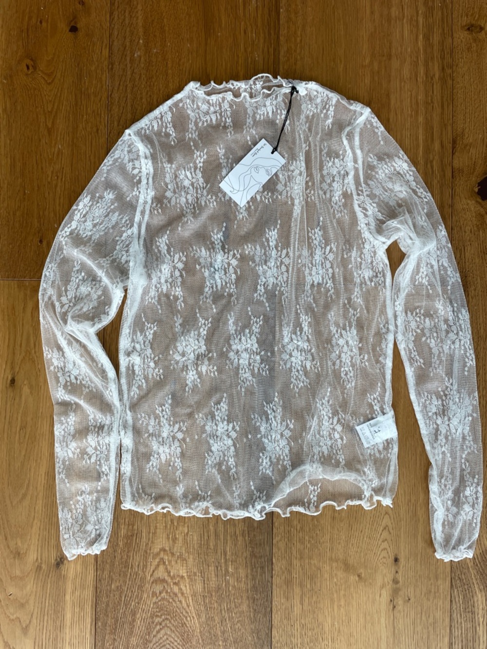 Sheer Lace Long-Sleeve Top - White